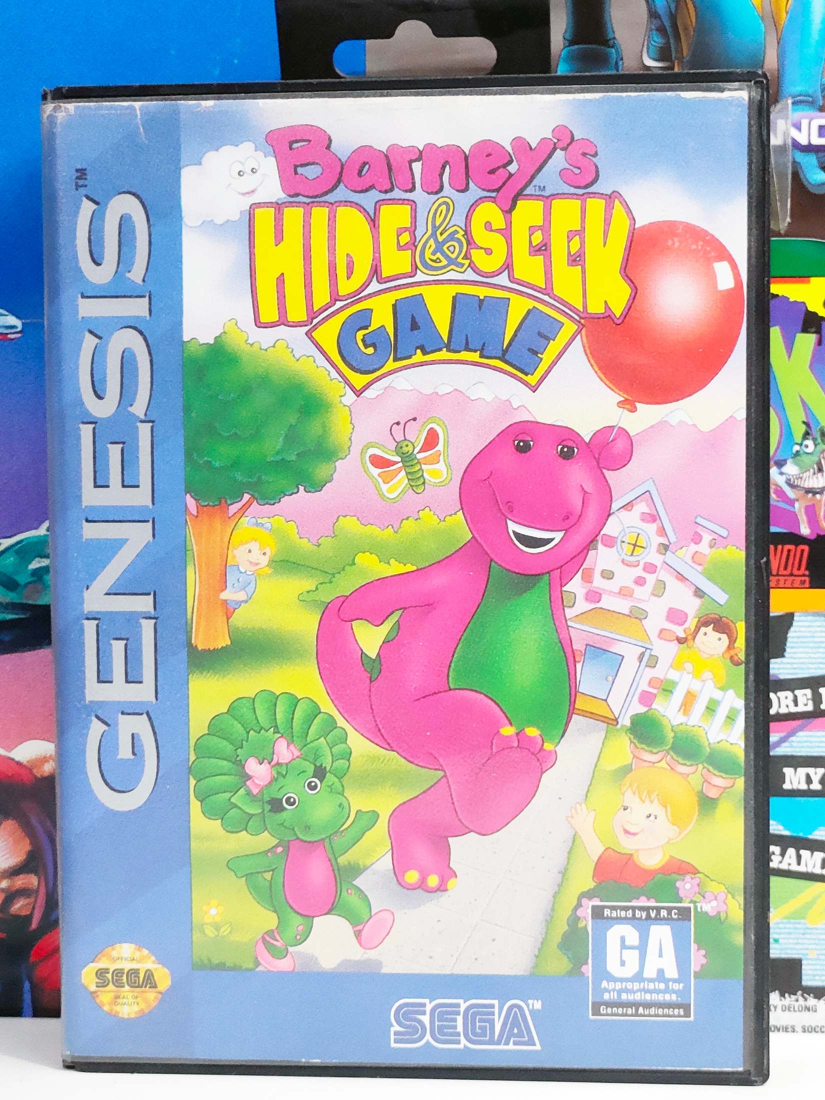 BARNEY HIDE AND SEEK Game Sega Genesis Complete With Box TESTED 10086015348